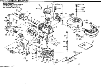 Replacement Parts Diagram and Parts List for 143274782  Craftsman Engine