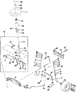 Steering Assembly Diagram and Parts List for 917258071  Craftsman Lawn Tractor