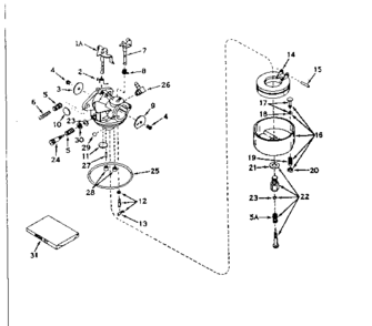 Carburetor No. 631126 Diagram and Parts List for 143177012  Craftsman Engine