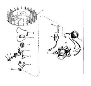 Magneto No. 610667 Diagram and Parts List for 143124011  Craftsman Engine