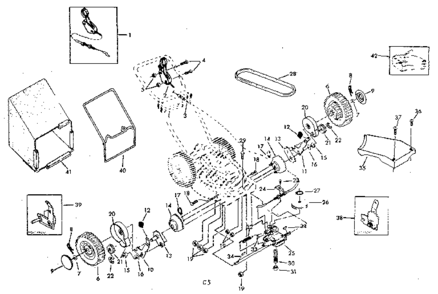 Drive Assembly Diagram and Parts List for 917374630  Craftsman Lawn Mower