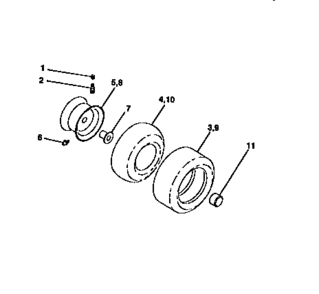 Wheels And Tires Diagram and Parts List for 917270611  Craftsman Lawn Tractor