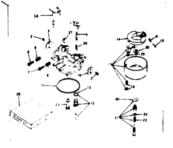 Carburetor No. 631697 Diagram and Parts List for 143236072  Craftsman Engine