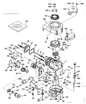 Basic Engine Diagram and Parts List for 143214122  Craftsman Engine