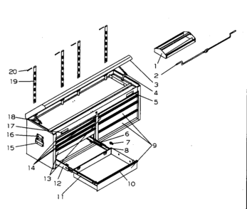 Tool Chest Diagram and Parts List for 706597293  Craftsman Tool Stand & Cart