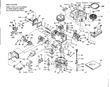 Part Location Diagram of 33969 Tecumseh Crankshaft Assembly.