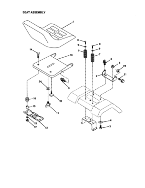 Seat Assembly Diagram and Parts List for 917271530  Craftsman Lawn Tractor