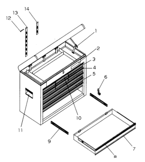 Chest Diagram and Parts List for 706599080  Craftsman Tool Stand & Cart