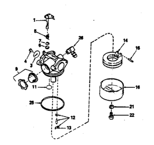 Carburetor No. 632046 Diagram and Parts List for 143371022  Craftsman Engine