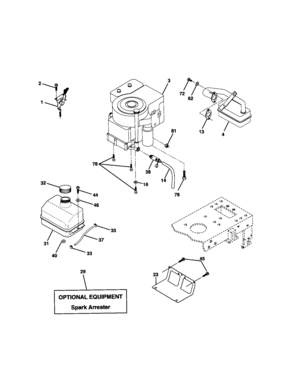 Engine Diagram and Parts List for 917271641  Craftsman Lawn Tractor