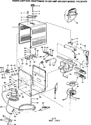 Unit Diagram and Parts List for 113201470  Craftsman Welder