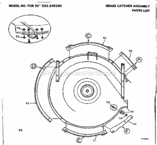 Page B Diagram and Parts List for 502249360  Craftsman Lawn Tractor Accessories