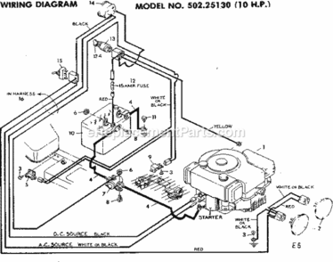 Page E Diagram and Parts List for 50225130  Craftsman Lawn Tractor