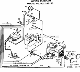 Page D Diagram and Parts List for 502255150  Craftsman Lawn Tractor