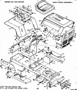 Page B Diagram and Parts List for 502255322  Craftsman Lawn Tractor