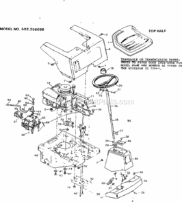 Page B Diagram and Parts List for 502256036  Craftsman Lawn Tractor