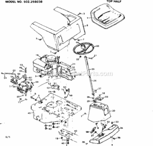 Page B Diagram and Parts List for 502256038  Craftsman Lawn Tractor