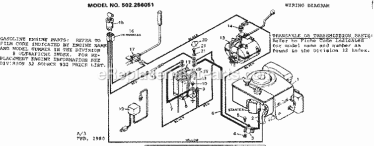 Page A Diagram and Parts List for 502256051  Craftsman Lawn Tractor
