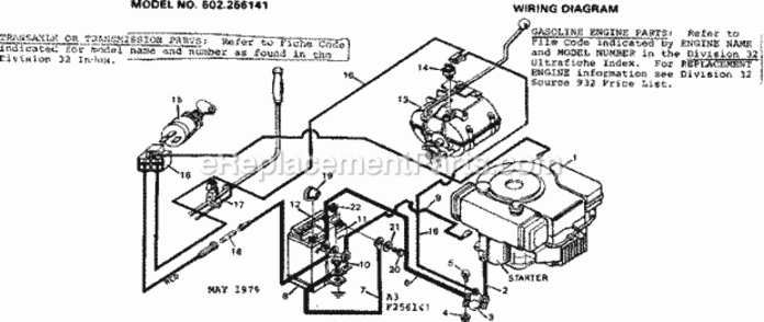 Page A Diagram and Parts List for 502256141  Craftsman Lawn Tractor