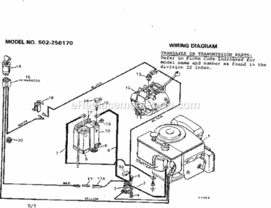 Page D Diagram and Parts List for 502256170  Craftsman Lawn Tractor