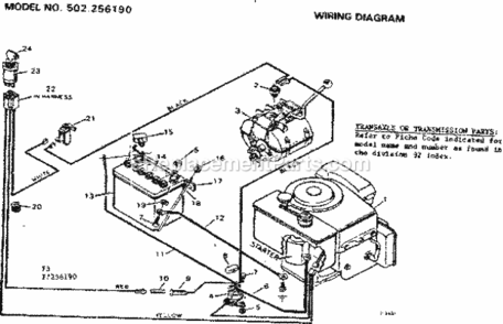 Page F Diagram and Parts List for 502256190  Craftsman Lawn Tractor