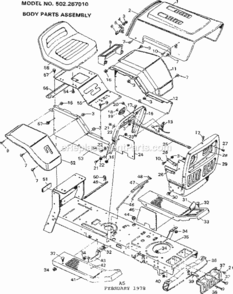 Page A Diagram and Parts List for 502257010  Craftsman Lawn Tractor