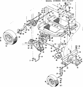 Page B Diagram and Parts List for 50281381  Craftsman Lawn Tractor