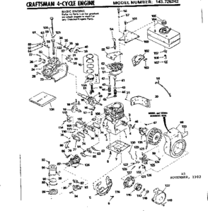 Replacement Parts Diagram and Parts List for 143726242  Craftsman Engine