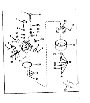 Carburetor No. 631070a Diagram and Parts List for 143H35-45566N  Craftsman Engine