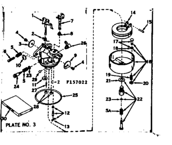 Carburetor Diagram and Parts List for 143157022  Craftsman Engine