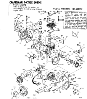 Engine Diagram and Parts List for 143642032  Craftsman Engine