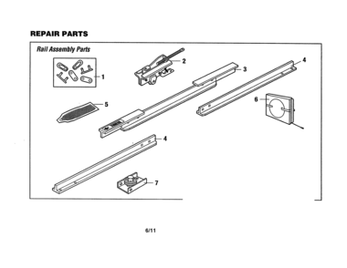 Rail Assembly Parts Diagram and Parts List for 139536481DM  Craftsman Garage Door Opener