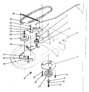 Pulley Assembly Diagram and Parts List for 24788100  Craftsman Lawn Mower