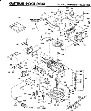 Replacement Parts Diagram and Parts List for 143334062  Craftsman Engine
