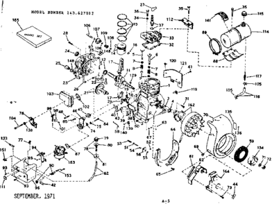 Basic Engine Diagram and Parts List for 143627012  Craftsman Engine