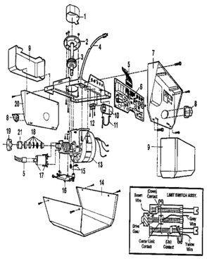 Opener Assembly Diagram and Parts List for 13953915SRT  Craftsman Garage Door Opener