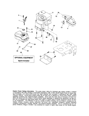 Engine Diagram and Parts List for 917287032  Craftsman Lawn Tractor