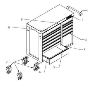 Tool Chest Diagram and Parts List for 706132440  Craftsman Tool Stand & Cart