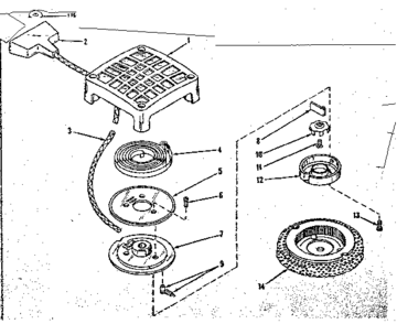 Rewind Starter Diagram and Parts List for 14356200  Craftsman Engine