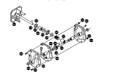 Gear Case Assembly Diagram and Parts List for 536886623  Craftsman Snow Blower
