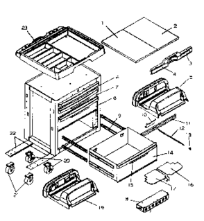 Chest Diagram and Parts List for 706594972  Craftsman Tool Stand & Cart