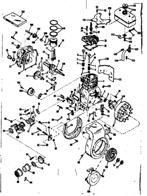 Basic Engine Diagram and Parts List for 143534052  Craftsman Engine