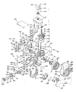 Basic Engine Diagram and Parts List for 143571062  Craftsman Engine