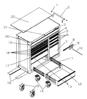 Tool Cart Diagram and Parts List for 706653497  Craftsman Tool Stand & Cart