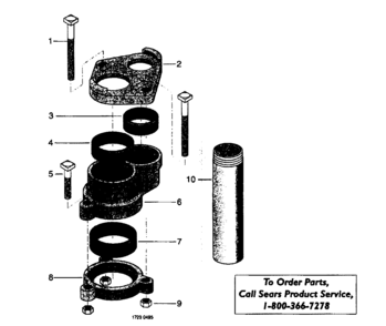 Vertical Casing Adapter Diagram and Parts List for 3902519  Craftsman Water Pump
