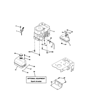 Engine Diagram and Parts List for 917271054  Craftsman Lawn Tractor