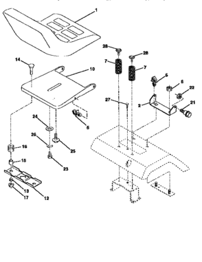 Seat Assembly Diagram and Parts List for 917256661  Craftsman Lawn Tractor