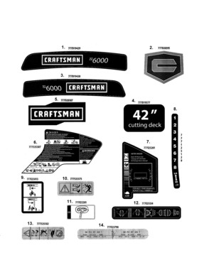 Decals Diagram and Parts List for 247204121  Craftsman Engine