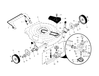 Wheels/gearcase Diagram and Parts List for 917379244  Craftsman Lawn Mower