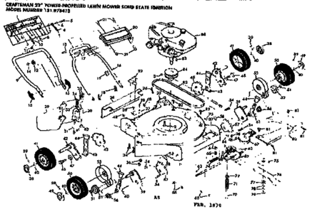 Mower Deck Diagram and Parts List for 131978413  Craftsman Lawn Mower